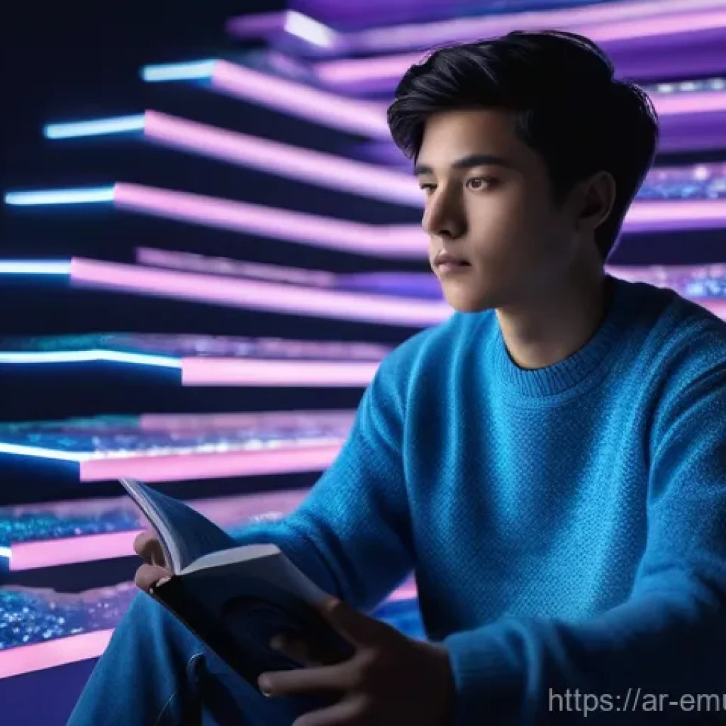 자율적 교육 방법론의 비판적 시각 - **Prompt:** A young adult, gender-neutral, dressed in a comfortable, modern sweater and jeans, sits ...