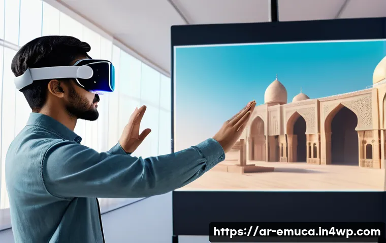 자율적 학습 촉진을 위한 기술 활용 - A futuristic Arabic classroom setting featuring a young adult student wearing modern casual clothing...